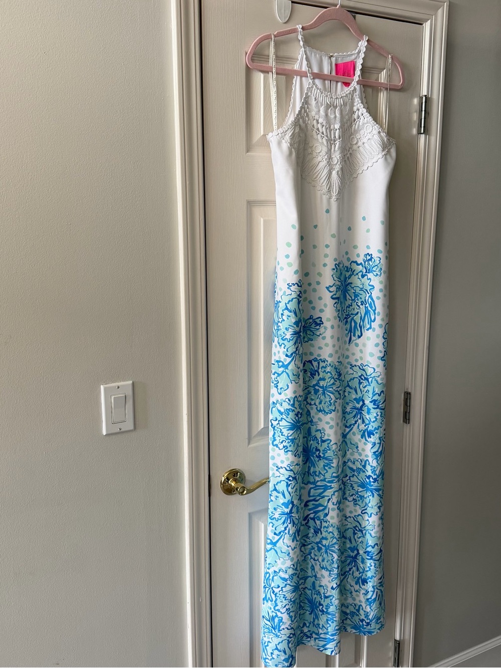 Lilly Pulitzer Pearl Soft Maxi Dress Resort White Karma Camellia 2 EUC